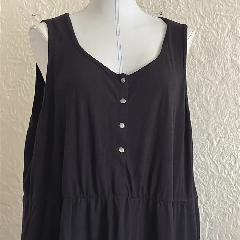 Torrid Mini Jersey Bodycon Dress Black 3 Plus Size 3X Pockets Sleeveless Snaps - Picture 6 of 13